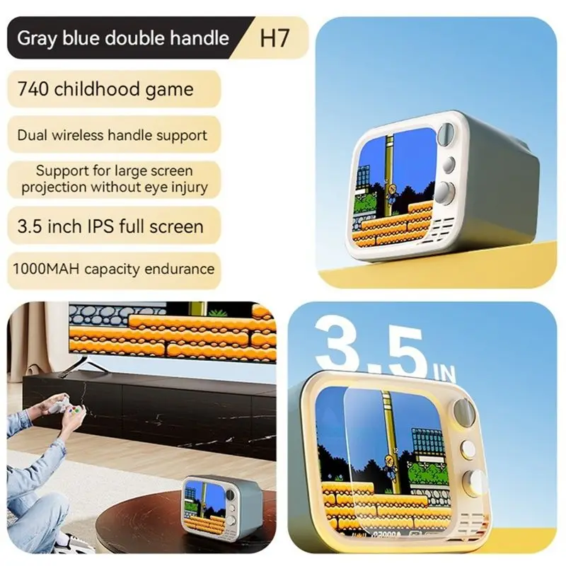 B48A Retro TV Game Console 3.5-Inch Soft Screen 740-In-One Classic Double Game Console Home Small Game Random Color
