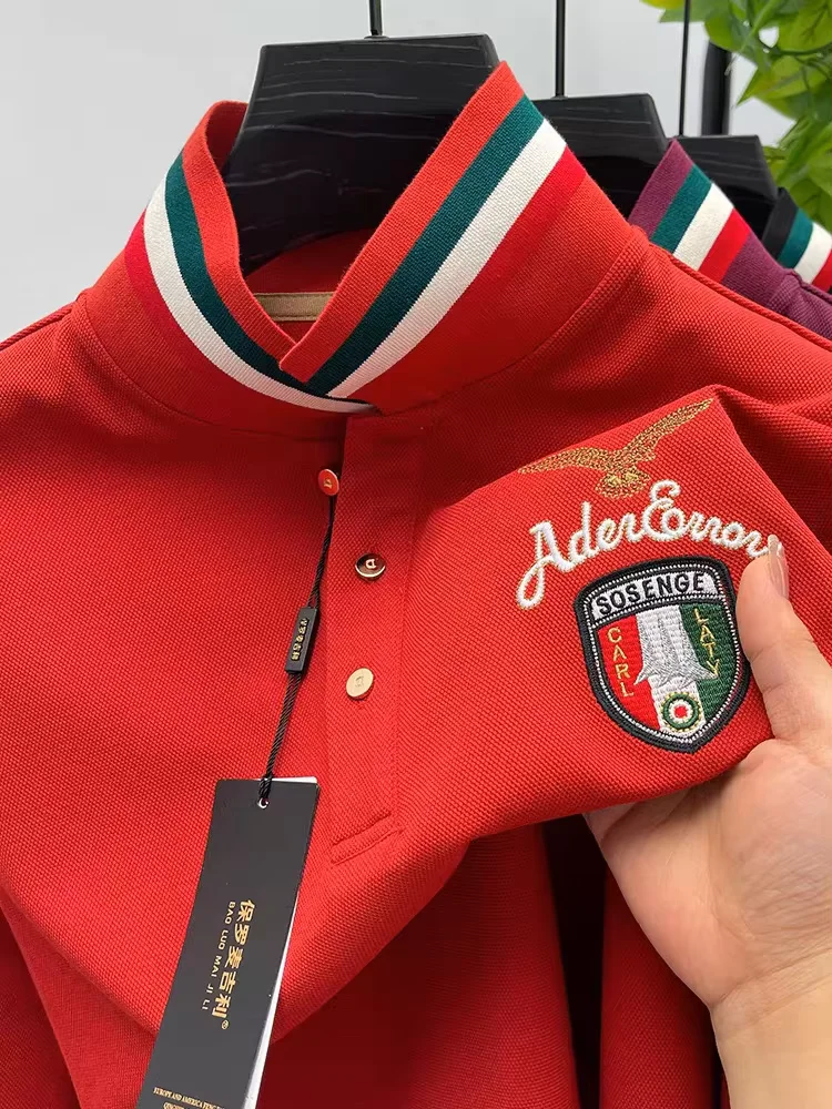High end brand men\'s long sleeve polo shirt Spring Autumn fashion embroidery Korean casual business T-shirt Paul men\'s  clothing