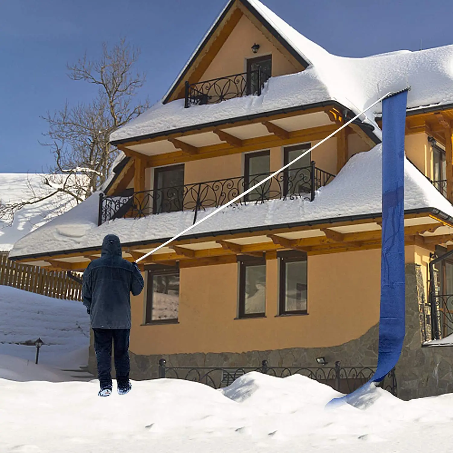 

20-Foot Oxford Cloth Roof Snow Scraper Durable and Removable Aluminum Tube Snow Rake