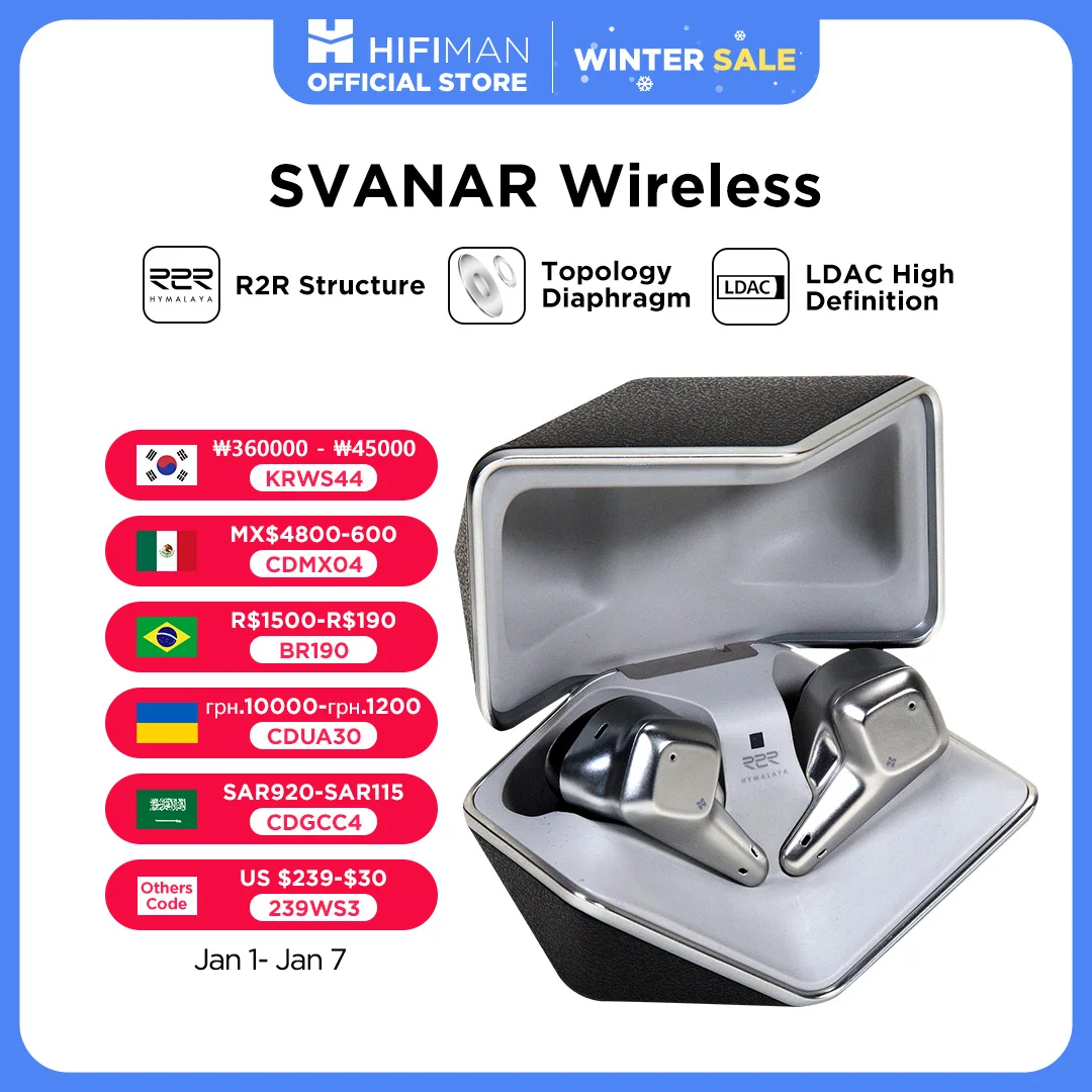 HIFIMAN SVANAR Wireless Bluetooth In-Ear Hi-Fi Earphones, Hymalaya DAC, Topology Diaphragm, IPX5 Water/Sweat Resistant& ANC