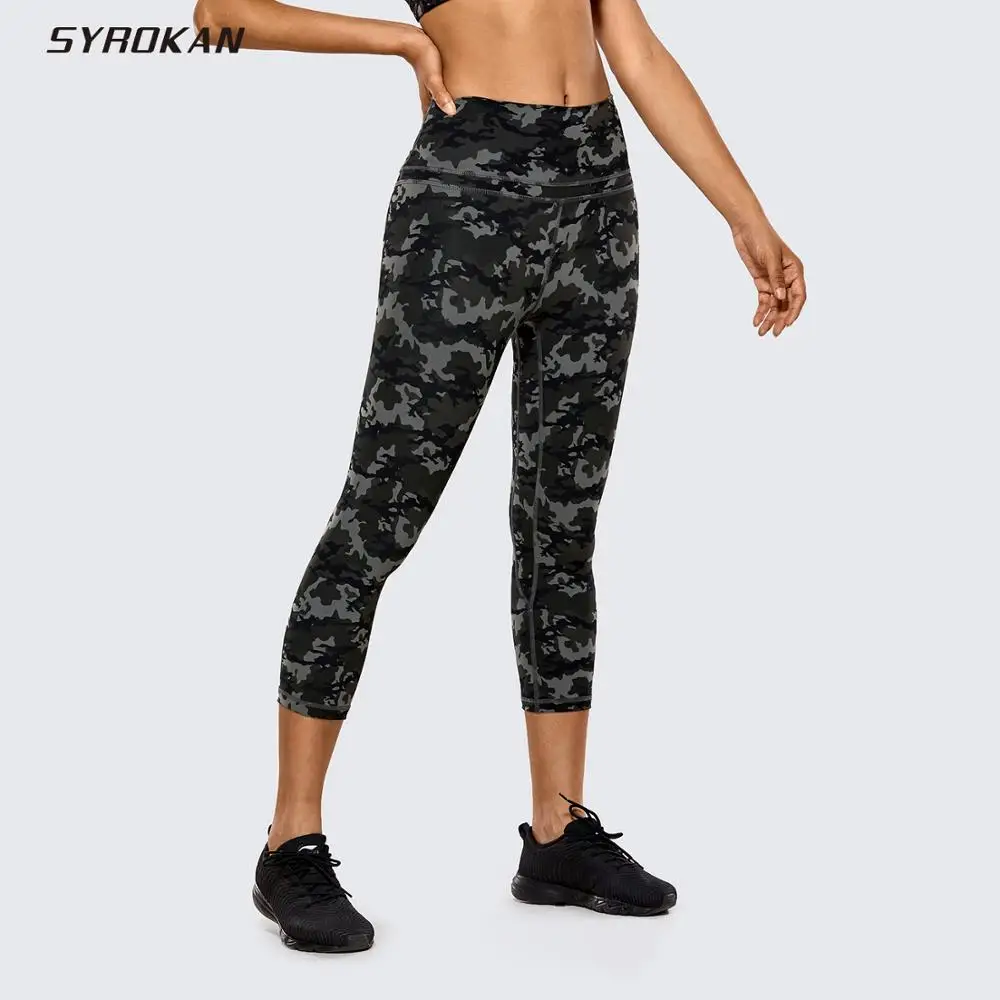 SYROKAN Women's High Waist Crop Capri Leggings Workout Pants Naked Feeling -19 Inches