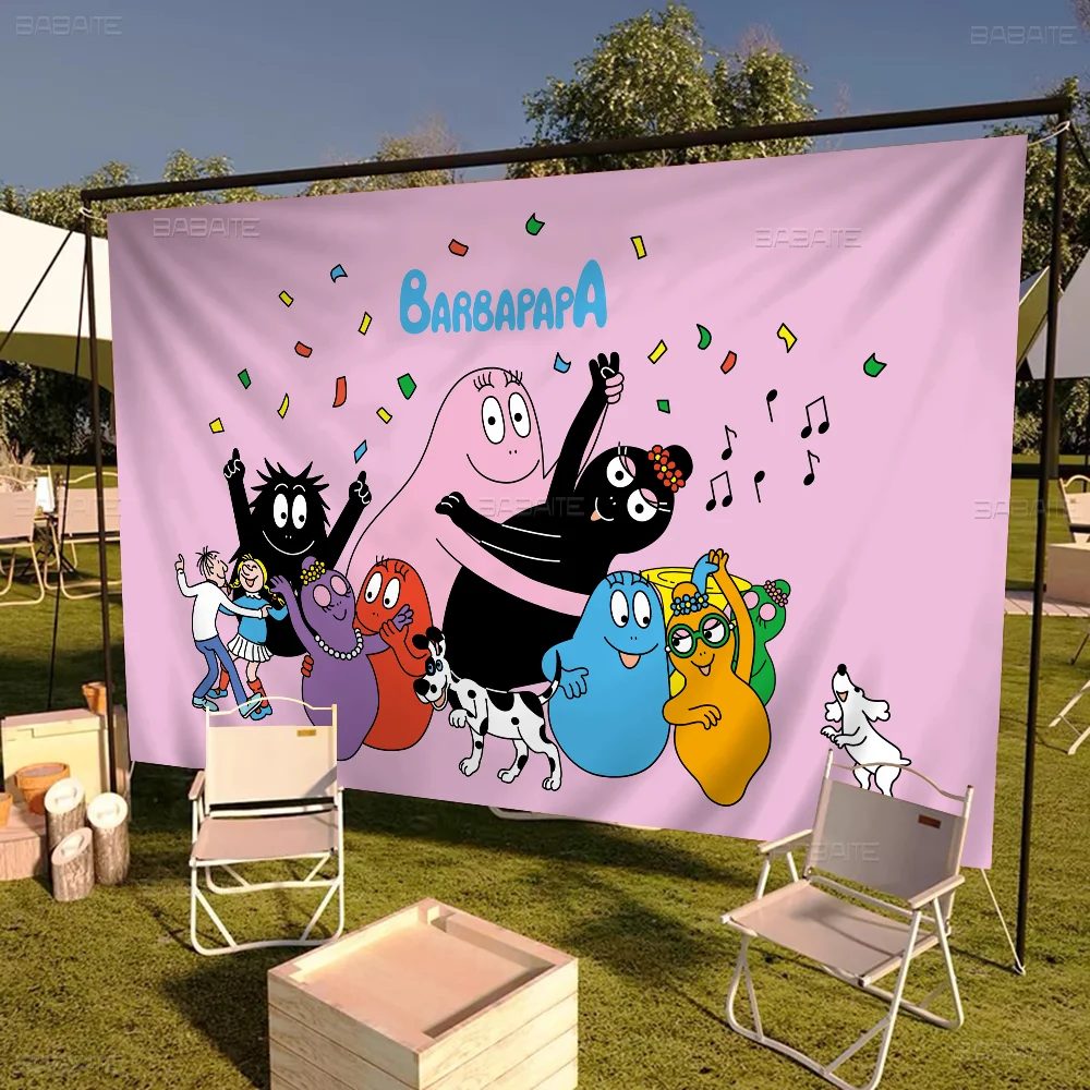 Barbapapa Cartoon Creative Pattern Hanging Flag Polyester Printed Banner Hand Pulled Flag