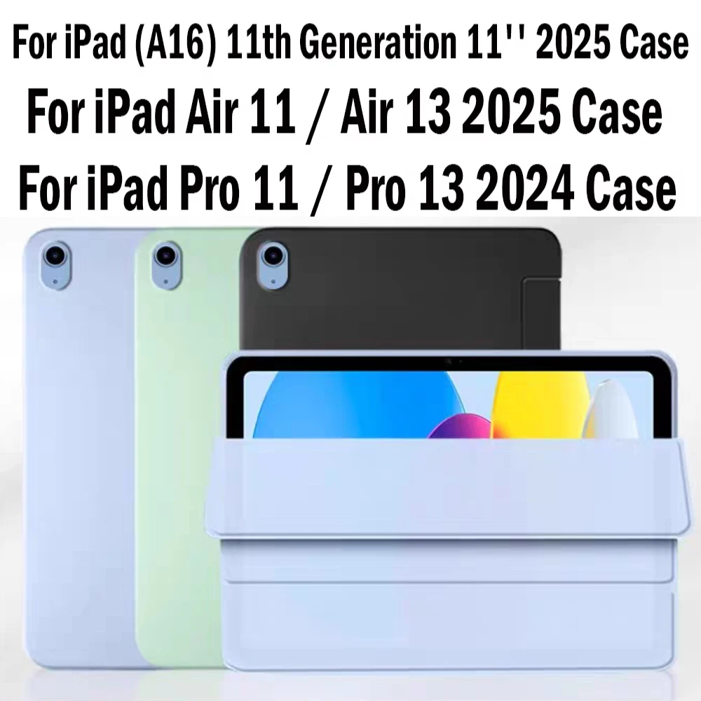 

For IPad Air 7 A16 11th M3 2025 Air 11 M2 IPad Pro 11 12.9 13 10th Gen 9th Mini 7 6 Case PU Smart Official Liquid Silicone Cover