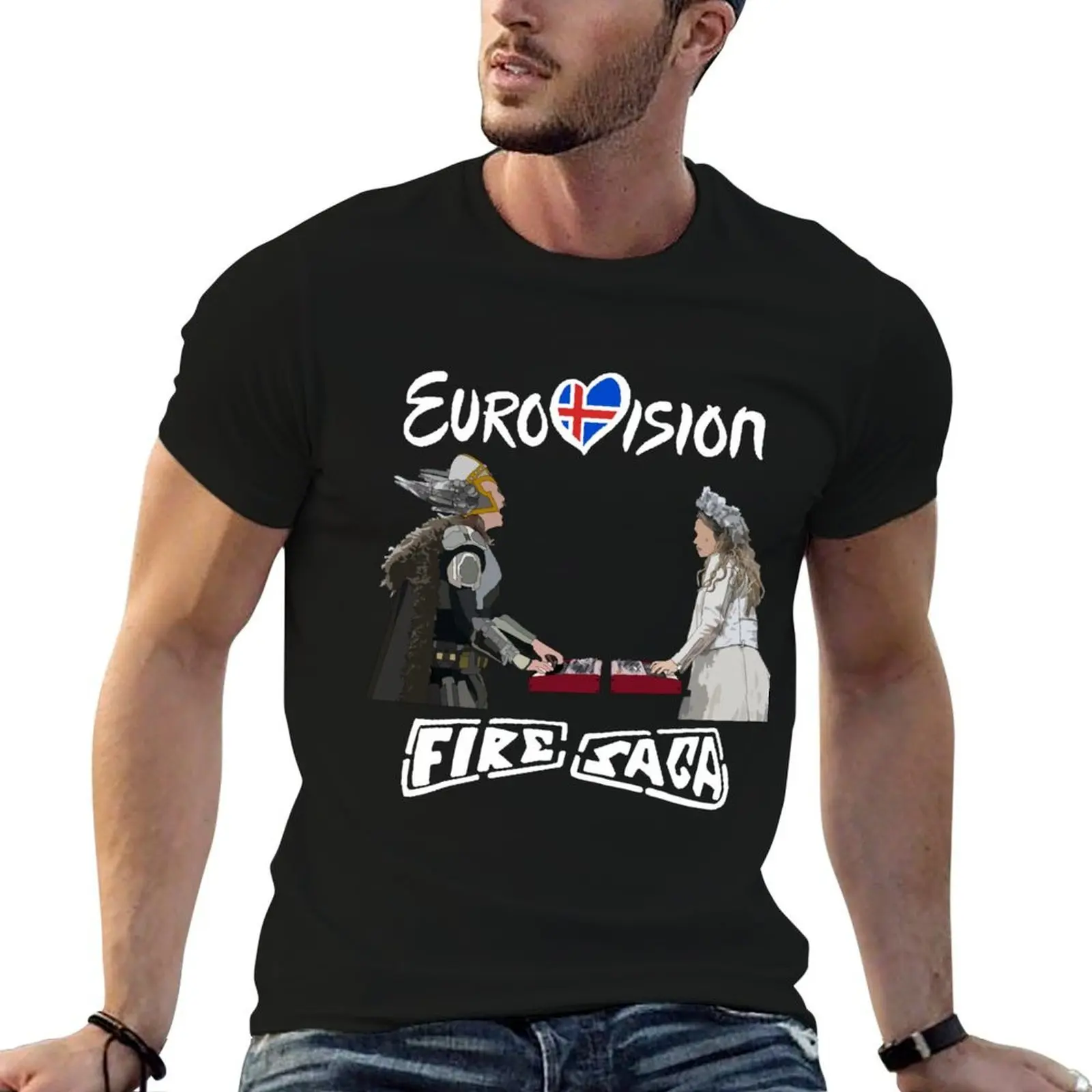 Eurovision Iceland Fire Saga T-Shirt anime tshirt graphic tee shirt tshirts for men