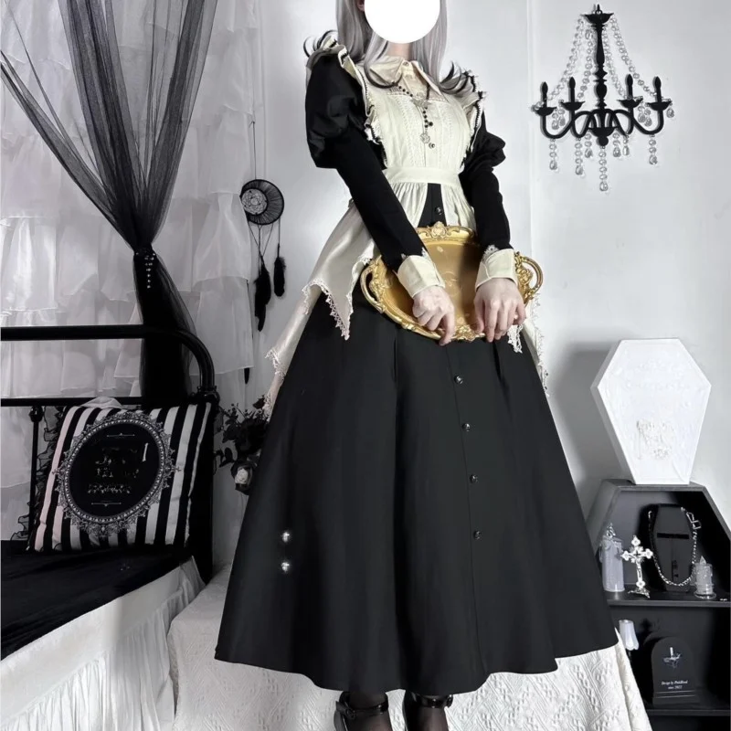 Dark Gothic apron Gorgeous and elegant heavy work pompous dress