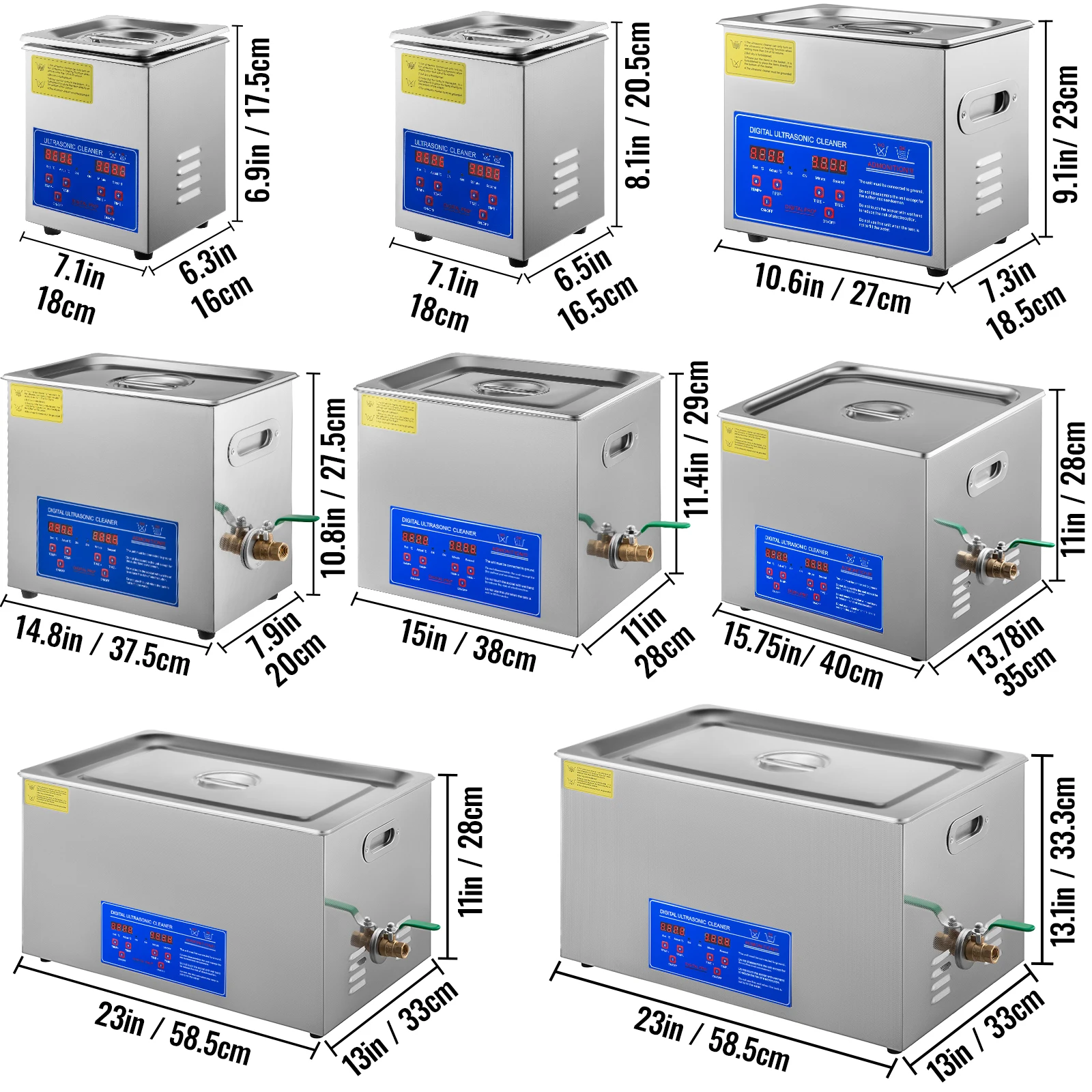 VEVOR Ultrasonic Cleaner 1.3L 2L 3L 6L 10L 15L 22L 30L  Lave-Dishes Portable Washing Machine Diswasher Ultrasound Home Appliance