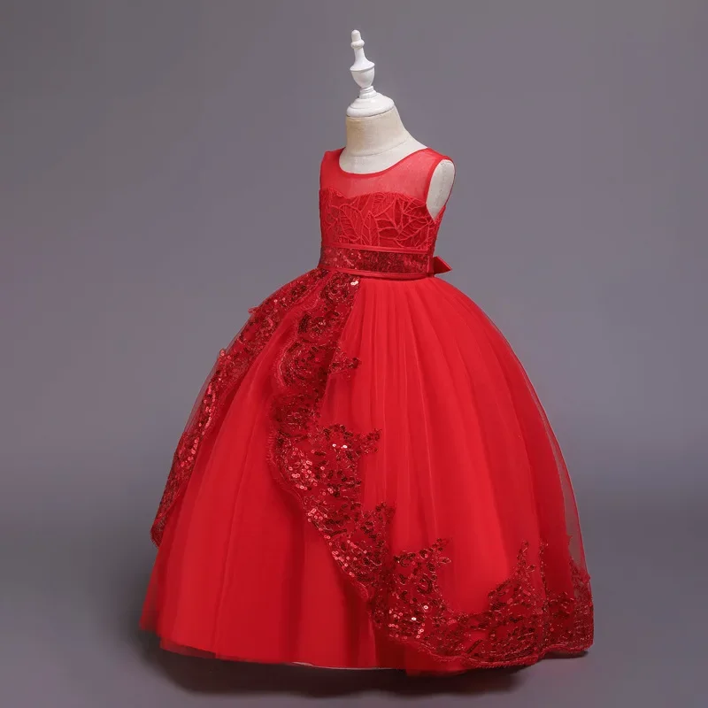 Robe de demoiselle d'honneur blanche à paillettes pour enfants, vêtements de fête de mariage pour enfants, robe de Rhde princesse de première communion, robe éducative pour enfants de 3 à 14 ans, nouveau, 2024