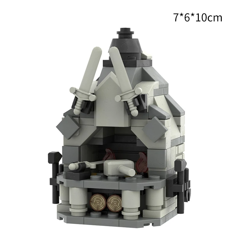 MOC Creative Idea Medieval Castle Building Blocks Kit Stable Furnaces Tool Stand Bricks Assemble Toys for Children Gifts