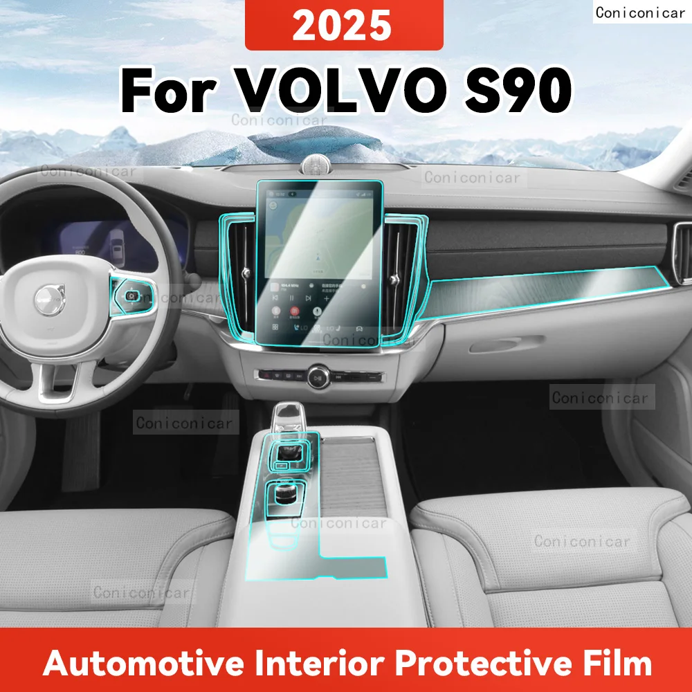 

ТПУ для VOLVO S90 2025, прозрачная защитная пленка для салона автомобиля, центральное управление, навигационная панель, аксессуары