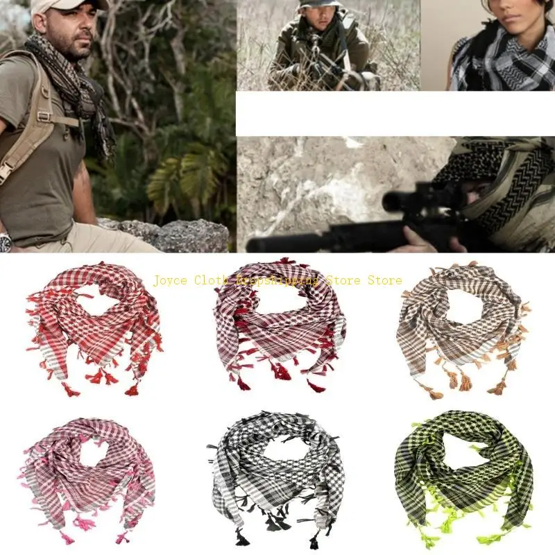 وشاح شال عصري بنمط مربعات للرجال والنساء وشاح عربي قابل للتنفس مثالي للأنشطة الخارجية 10CD #5