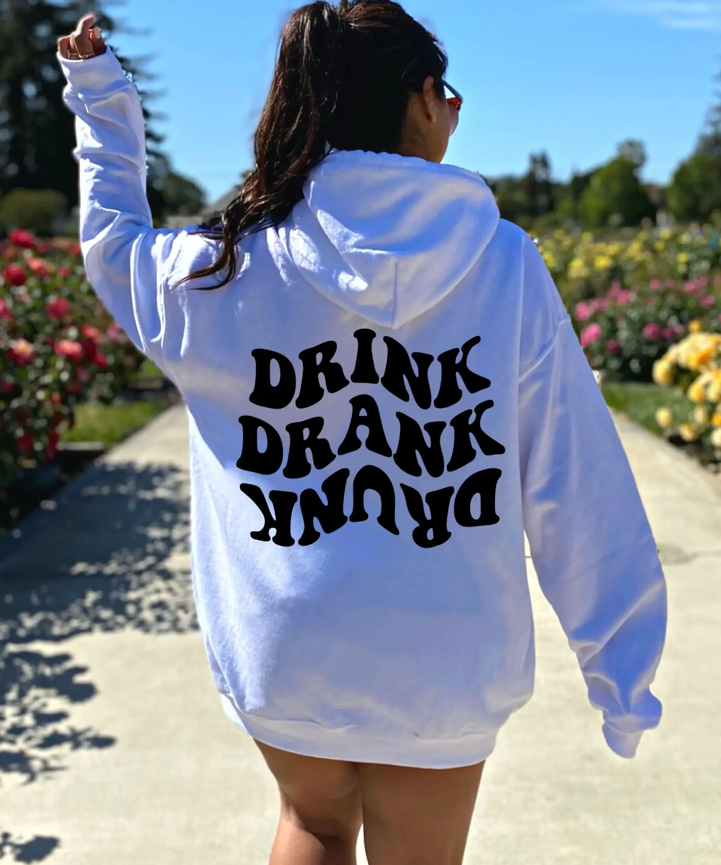 Drink drank drunk Hoodie Women Hoody Sweatshirts Pullovers unisex quote pure cotton Streetwear top jumper quote casual hoodies