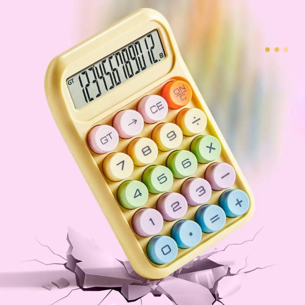 12 رقمًا لون الحلوى آلة حاسبة مضادة للانزلاق لوحة المفاتيح الميكانيكية آلة حاسبة حسابية لطيف دائم آلة حاسبة جيب صغيرة #4