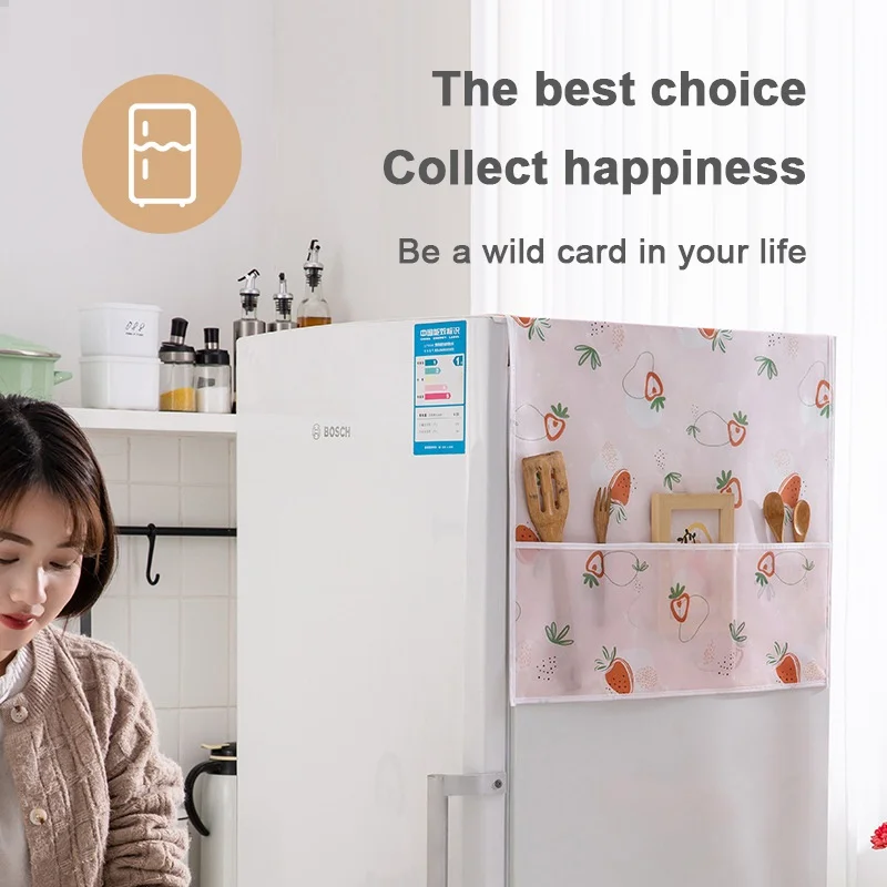 Refrigerator Dust Proof Cover With Storage Bag Multipurpose Household Cabinet Waterproof Dust Cover Cute Bear Fridge Top Cloth