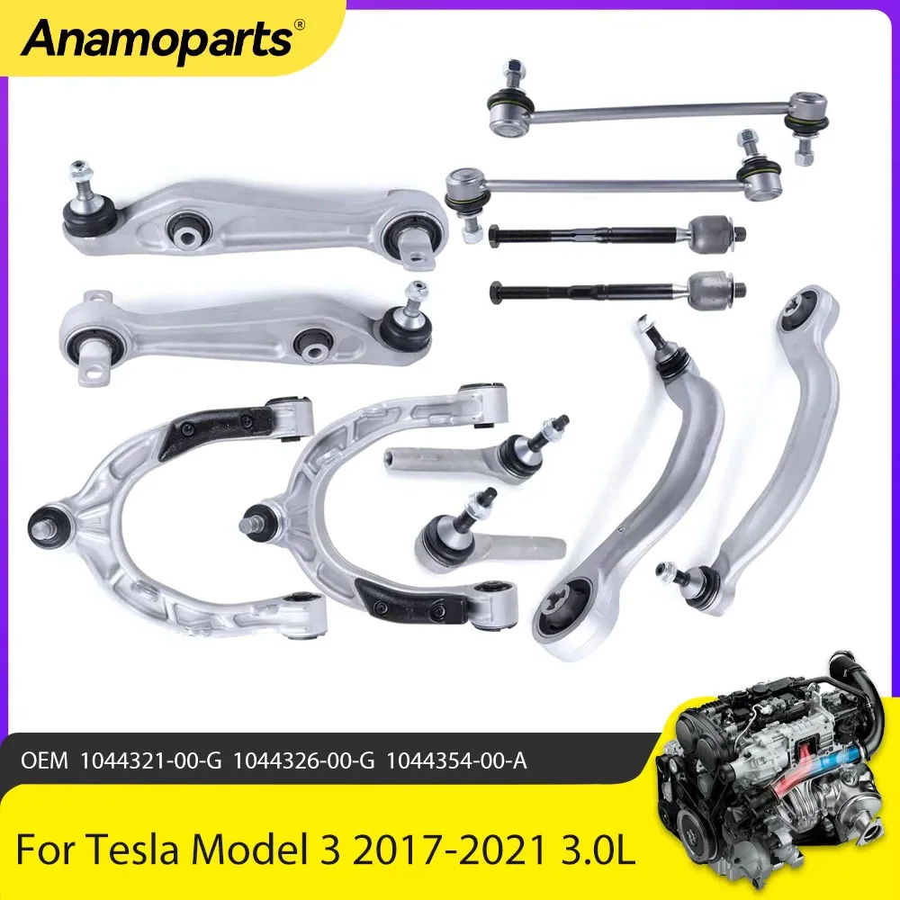 Chassis Parts Front Upper Lower Control Arm Ball Joints Suspension Kit Fit 3.0 L For 2017-2021 Tesla Model 3 3.0L 3D1 3D6