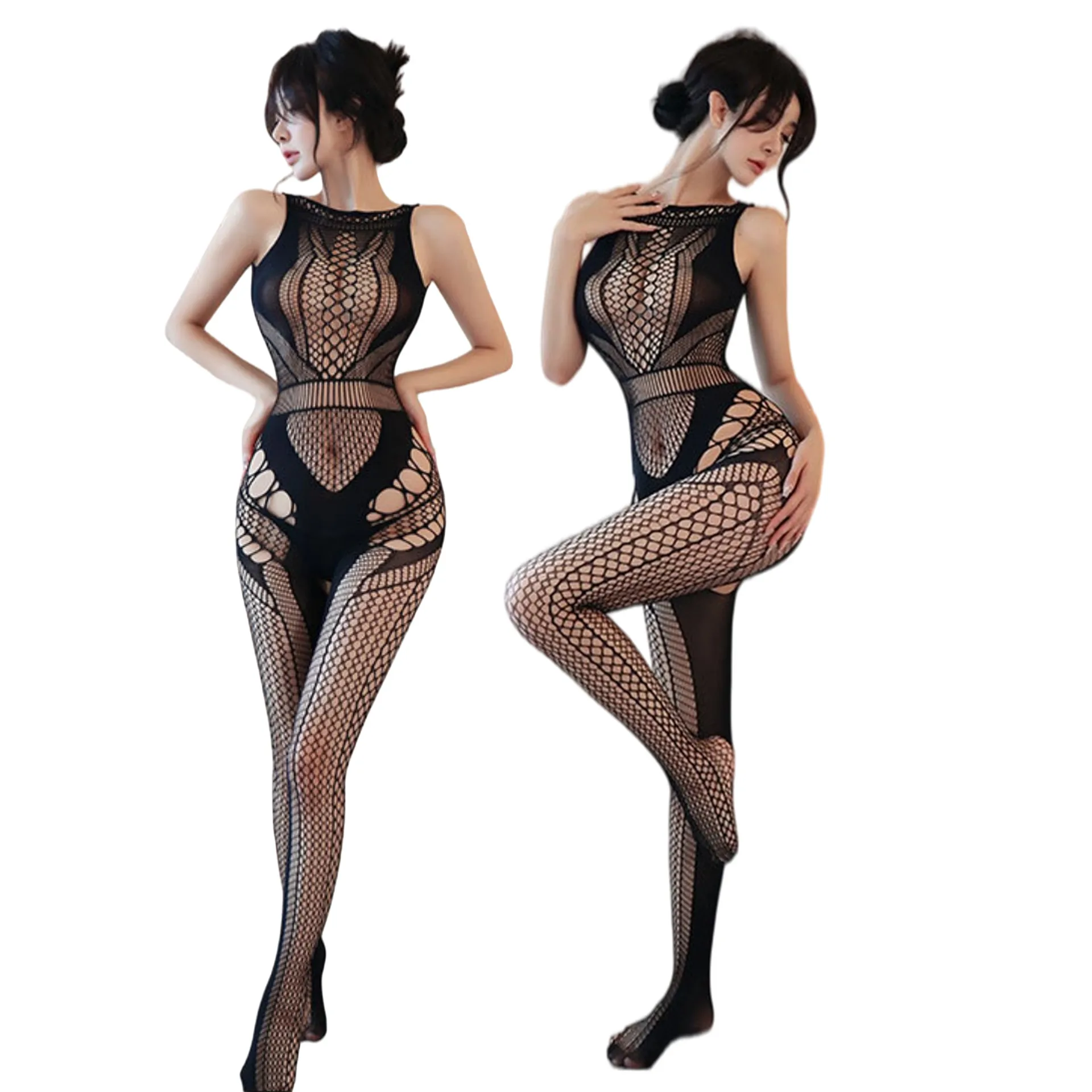 Elegant Black Fishnet Bodystocking, Sexy Adult Fashion, Elegant Fishnet Design, Comfortable Fit, Suitable For Clubbing