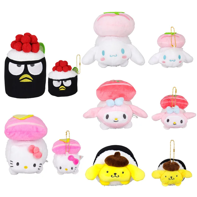 

Милая японская серия суши, плюшевая кукла с подвеской «Hello Kitty», милая кукла Cinnamoroll My Melody, мультяшный брелок, аксессуары, подарок для девочки