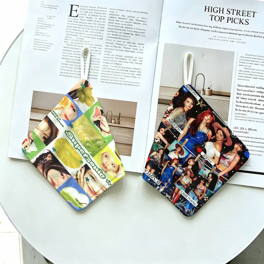 Korea Kpop Band F-fromis 9 Polyester Cotton Hand Wiping Towel, Hanging Design, Durable for Household Restaurant Toilet Use