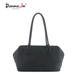 Donna-in Top Layer Cow Leather Top Handle Handbag Genuine Full Grained Calfskin Large Capacity Shoulder Bag for Women Work Tote