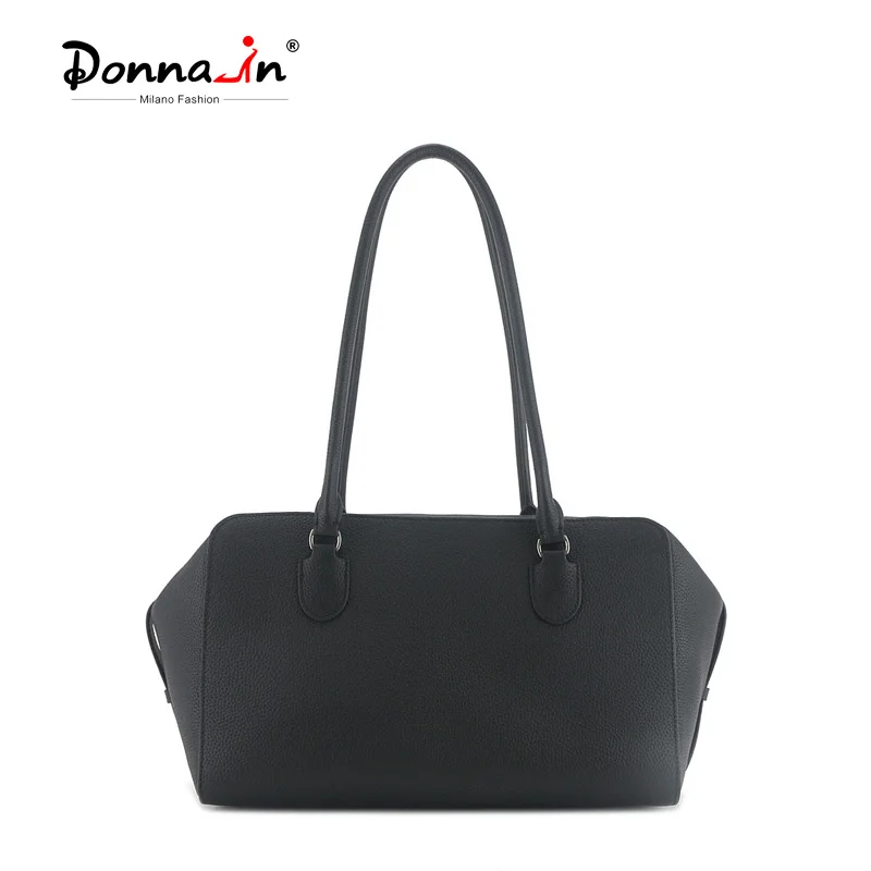 Donna-in Top Layer Cow Leather Top Handle Handbag Genuine Full Garined Calfskin Large Capacity Shoulder Bag for Women Work Tote