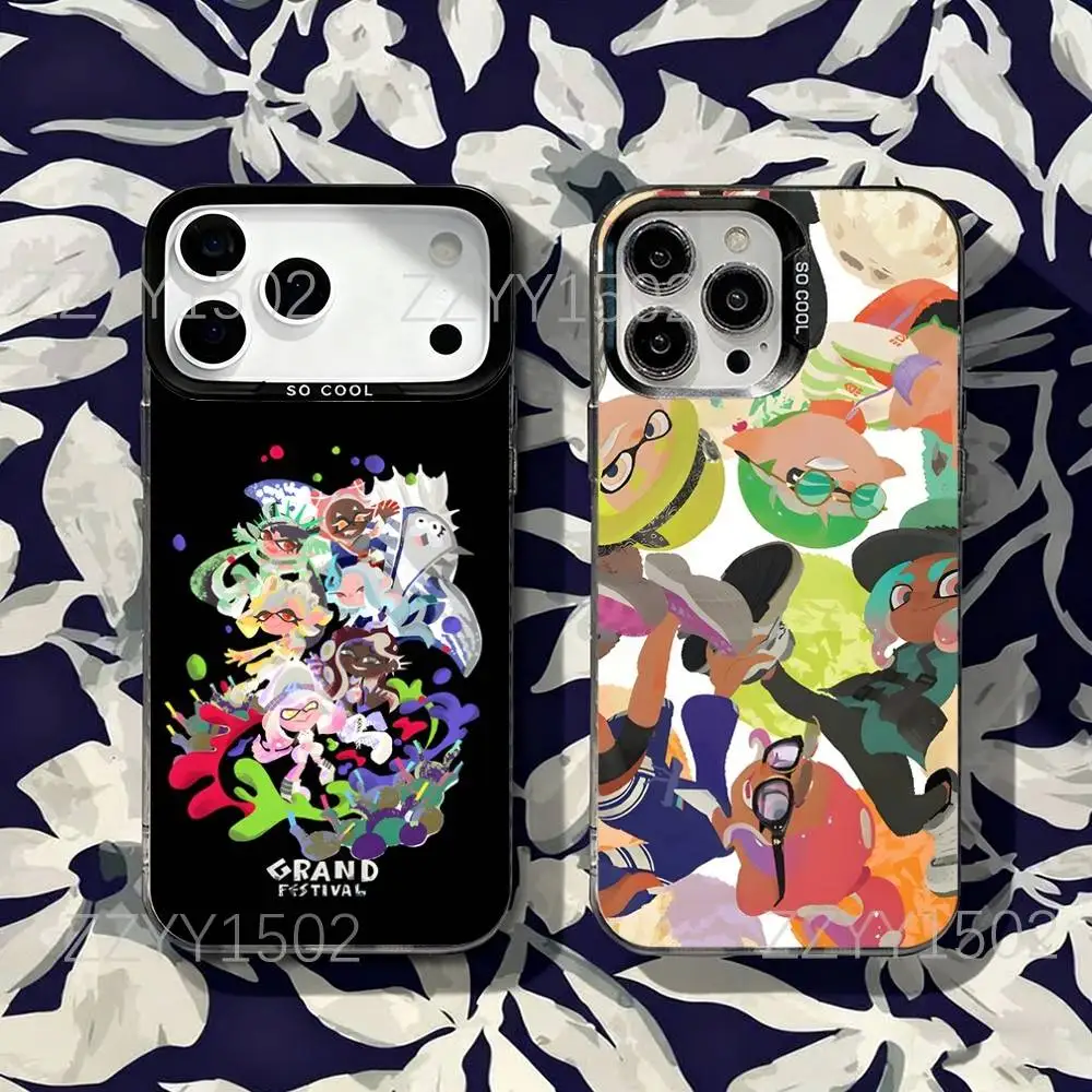 

S-SplatoonS Game Phone Case For iPhone 17,16,15,14,13,12,X,8,Pro,Max,Plus,SE4,Air,Mini HD Black IMD Matte