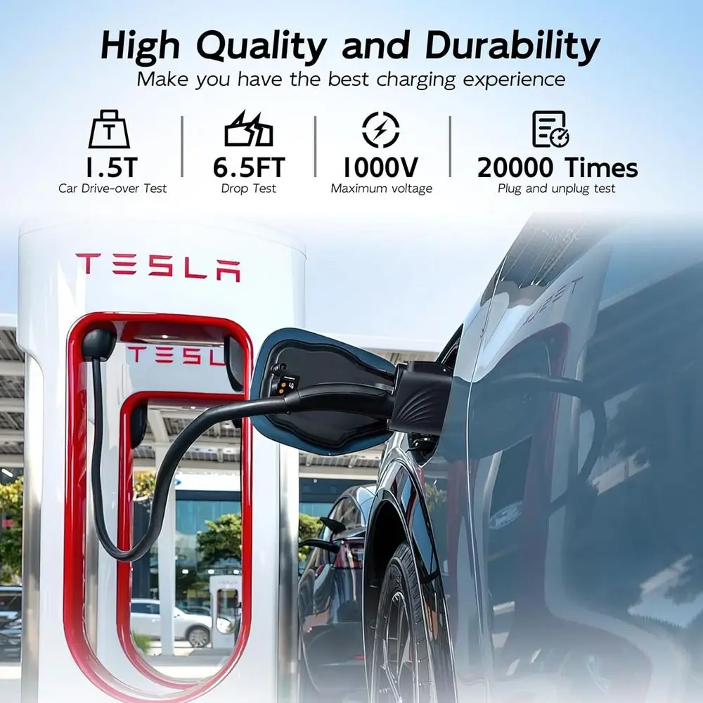 محول شاحن NACS إلى CCS Tesla (كحد أقصى 500 أمبير 1000 فولت)، شحن سريع لشحن CCS1 EV الخاص بك في شواحن Tesla Superchargers، مركبة كهربية سريعة DC Cha
