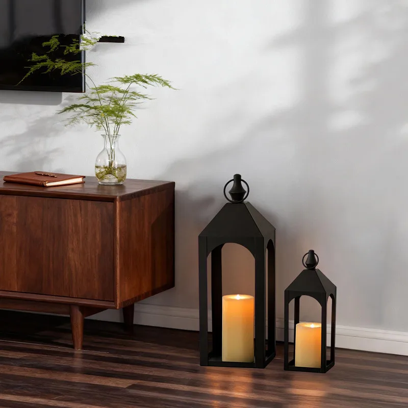 Indoor fireplace front porch courtyard home candle holder 2-piece set, floor chandelier decoration courtyard candle