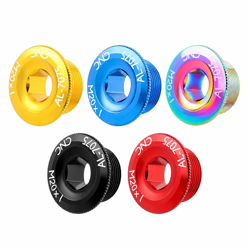 M19 M20 Bicycle Crank Arm Bolt CNC Aluminum Alloy Crankset Fixing Screw Cover with Washer for MTB Road Bike