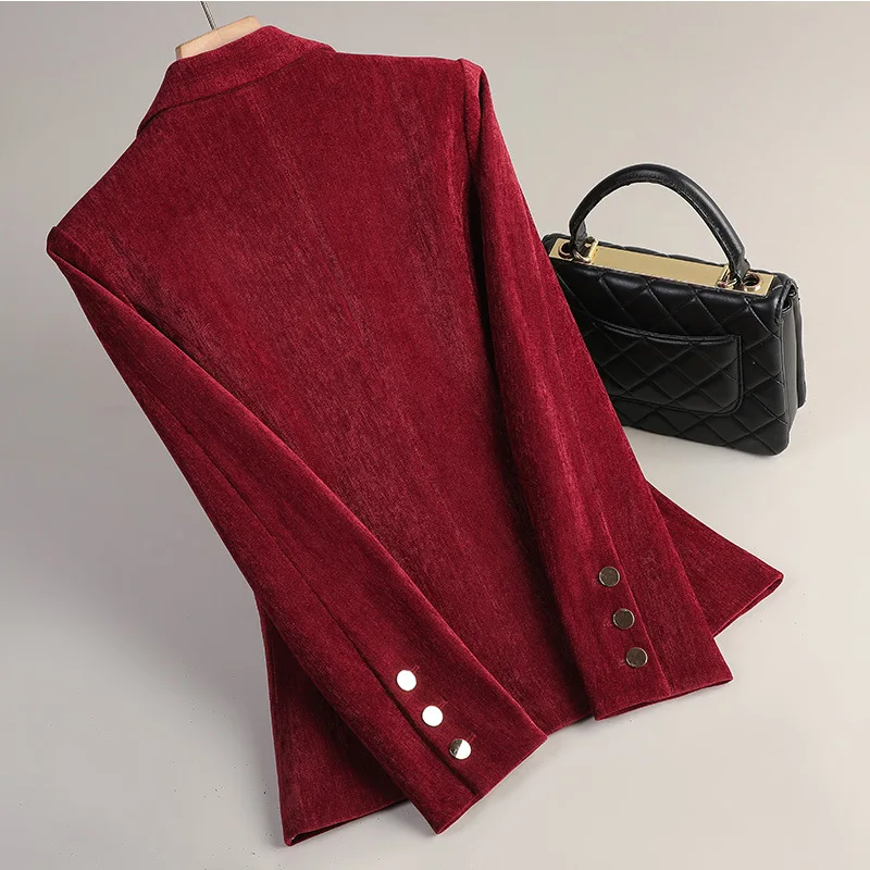 الذهب الأصفر المخملية السترة المرأة الخريف الشتاء الدعاوى غير رسمية موضة مكتب السيدات السترة الأعمال ملابس العمل معطف سترة رسمية #3