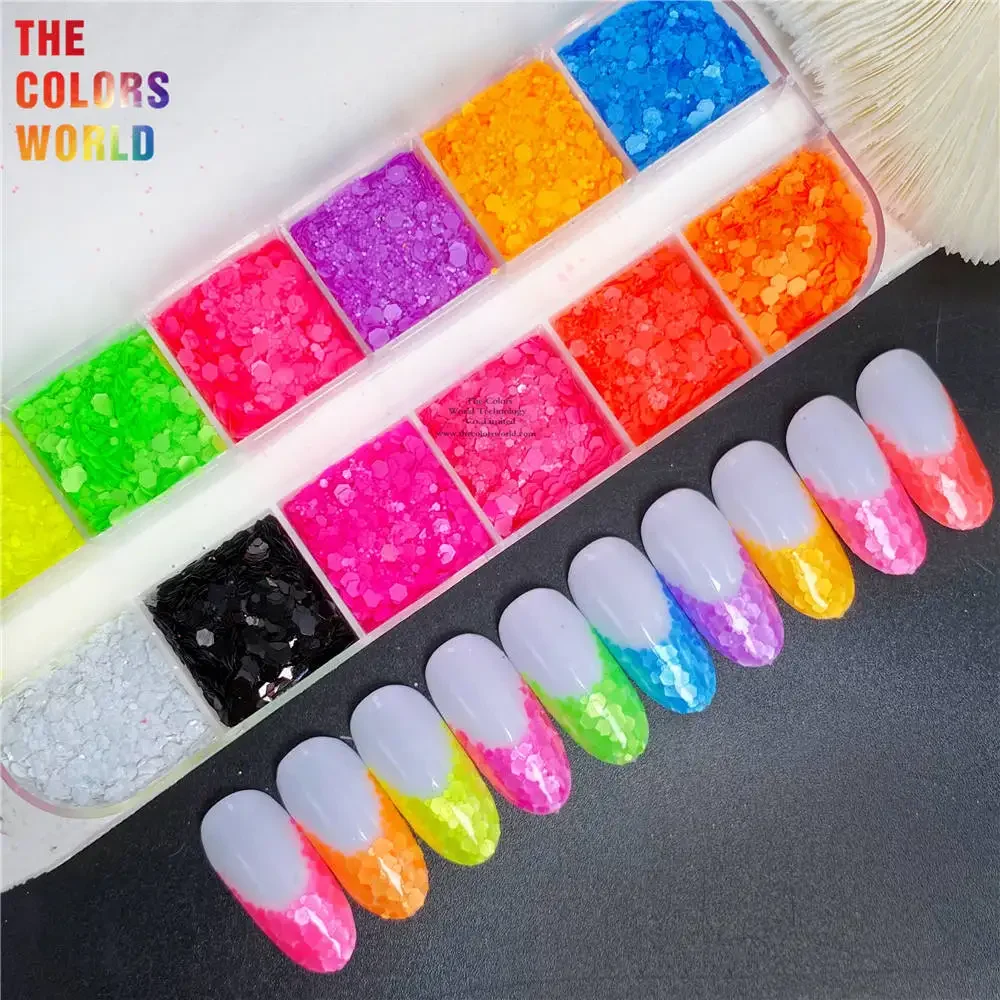 TCT-880 Mix Chunky Nails Art Glitter Neon Spring Colors Sequins For Cardmaking Scrapbooking Home Party Decorations Art Projects