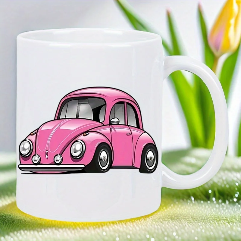 

Симпатичная розовая винтажная автомобильная керамическая кружка — идеальный подарок для любителей автомобилей, только для мытья рук, многоразовая, многоцелевая, без электричества