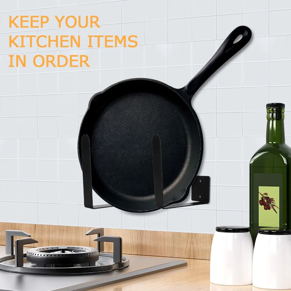 2pcs Iron Material Pot Lid Holder Screws Included Wall Mount Cutting Board Holder Kitchen Storage Rack