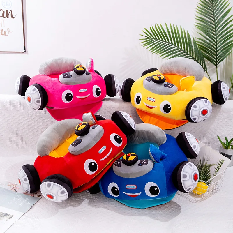 Kids Cartoon Car Sofa New Baby Learning To Sit Seat Car Plush Toy Soft Music Car Children\'s Day Gifts Baby Christmas Presents