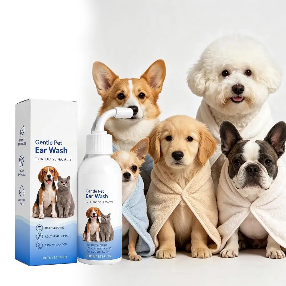 Pet Ear Cleaner Drops For Dogs Cats Gentle Plant Extract Alcohol Free Ear Wash Soften Wax Remove Mite Grooming Care