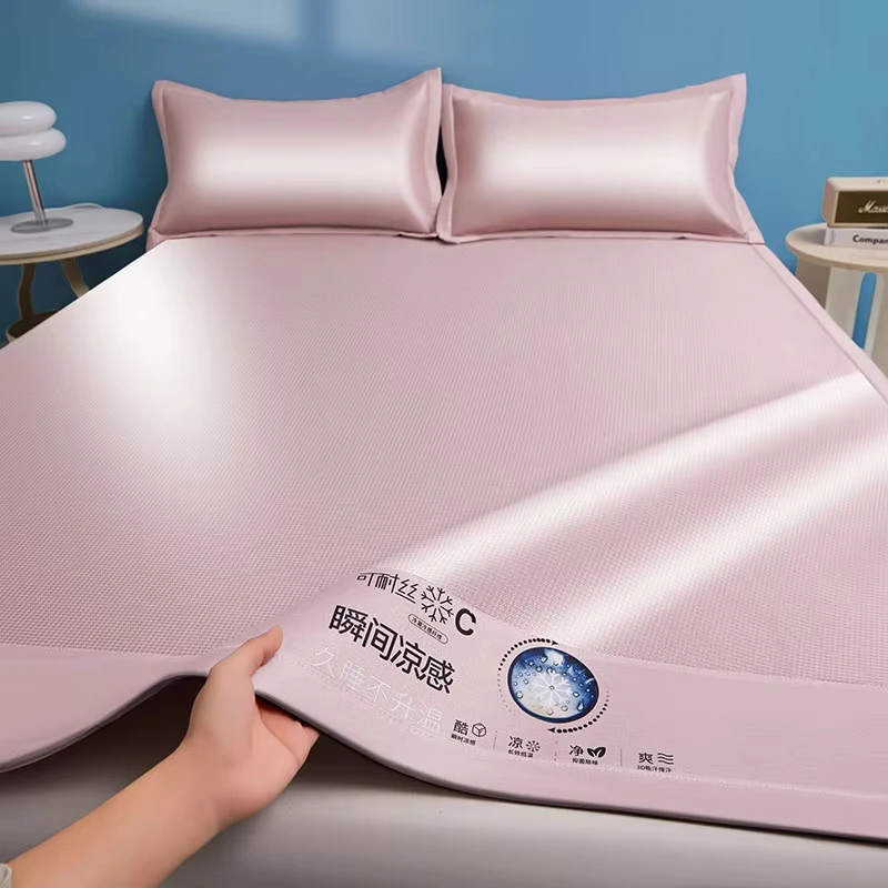 Ice Silk Cooling Mat New 2026 Carbon Light Jacquard Breathable Soft Summer Bed Sheet For Home Bedroom Dormitory Student Nap
