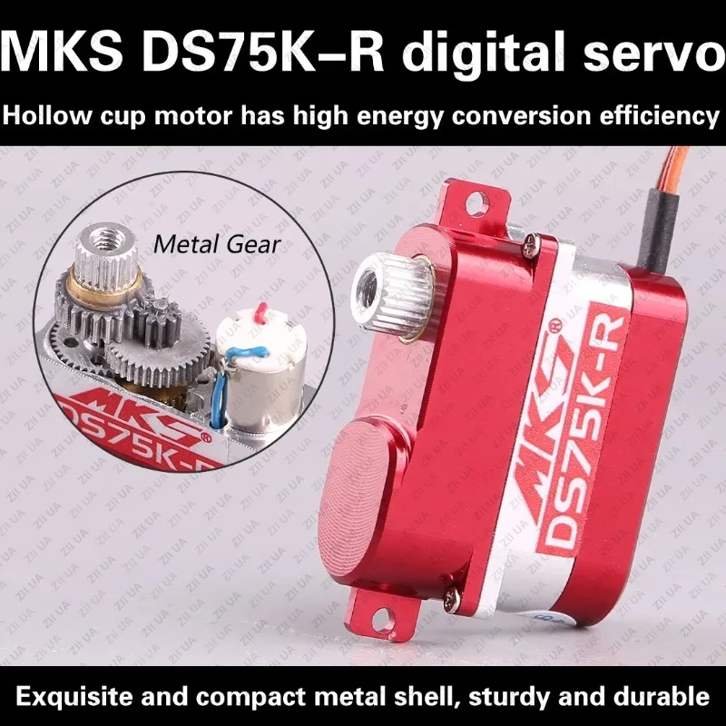 MKS DS75K-R 8g Small Digital Servo with Metal Teeth Hollow Cup Motor for Model Aircraft DLG Glider