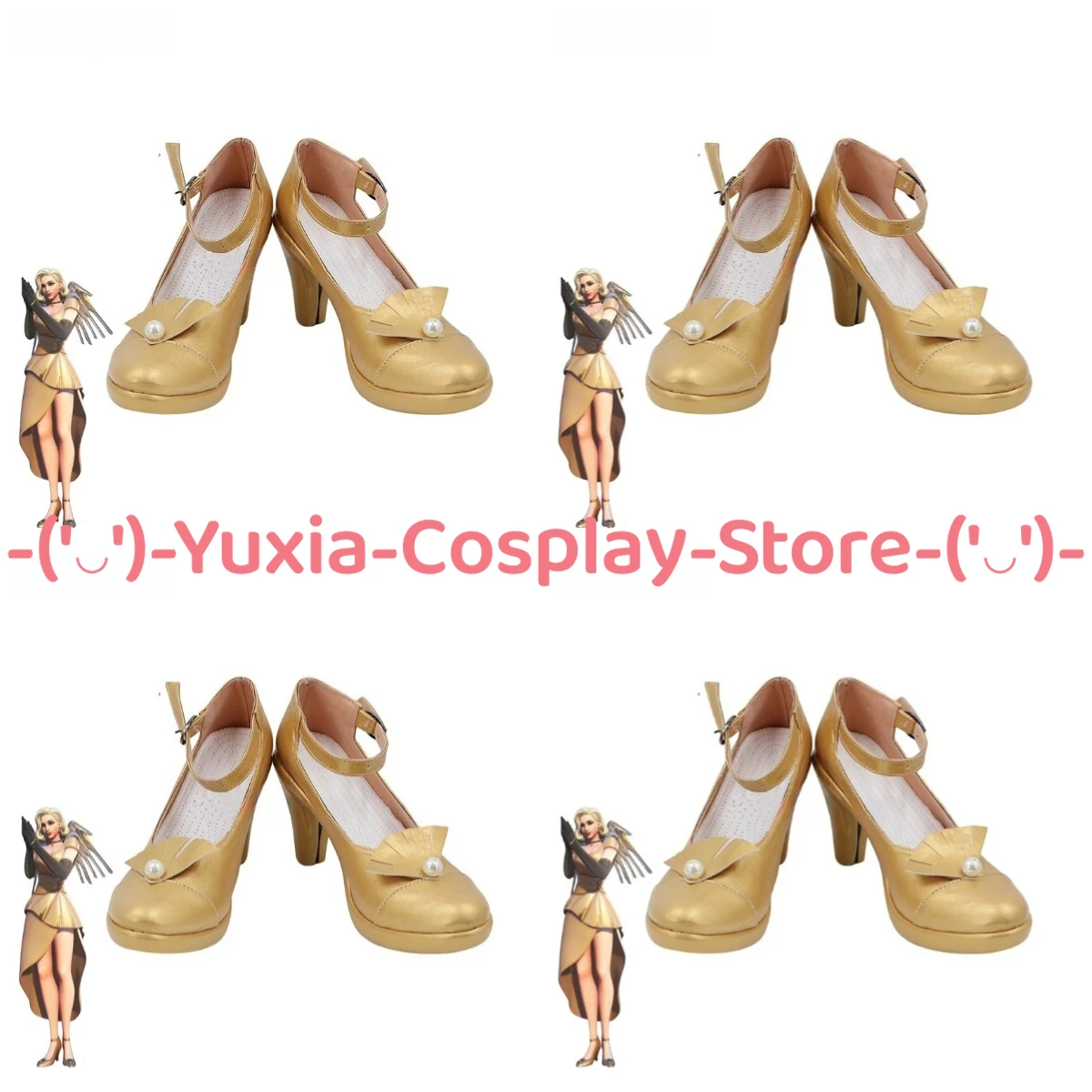

Yuxiacosplay! Overwatch Mercy Cosplay Shoes Anime Game Character Prop PU Leather Boots Halloween Carnival Party Costume