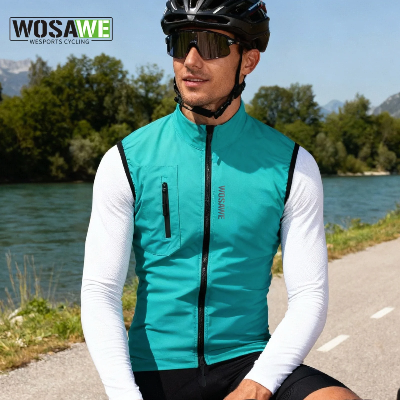 

WOSAWE Windproof Waterproof Men's Pro Cycling Vest UPF50+ Sleeveless Waistcoat Windbreaker MTB Bike Clothing Bicycle Jacket