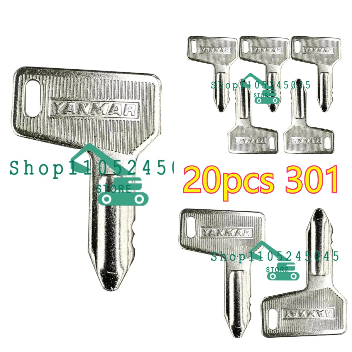 

20 Pcs 301 Starter Keys 933110-00301 Ignition Key For YM Takeuchi Heavy Equipment Ignition Switch Key