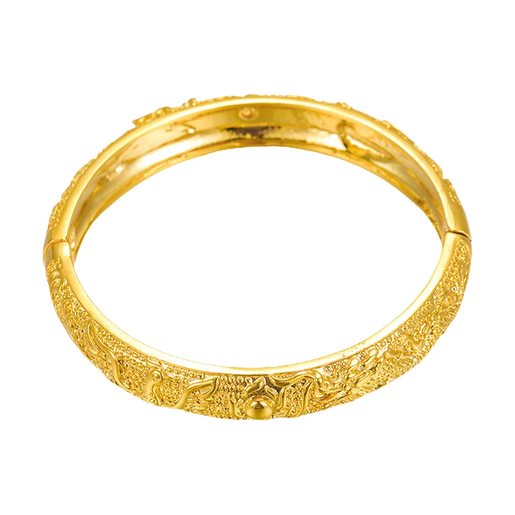 

1pc Dragon Women Bracelet Gold Plated Copper Durable Ethnic Style Creative Daily Party Ethnic Style Bangle Accessories