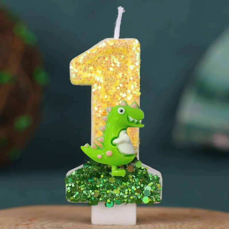 0-9 Number Dinosaur Theme Party Birthday Candle Happy Birthday Cake Candle Birthday Baking Anniversary Animal Party Decoration