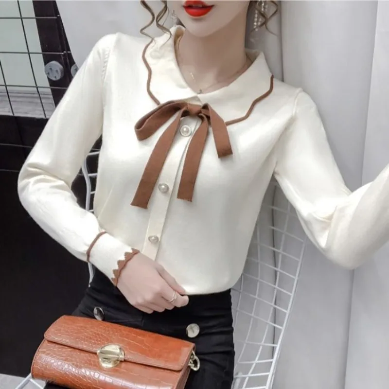 2024 Spring and Autumn New Elegant Women\'s Chiffon Shirt Fashion Long Sleeve Shirt Women\'s Inner Base Shirt Loose Blouse