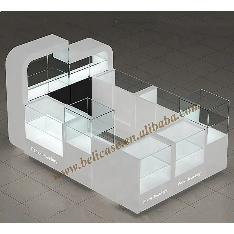 LED Light Perfume Booth Booth Display Showcase, cosméticos Showcase, moderno, shopping center, design personalizado, novo