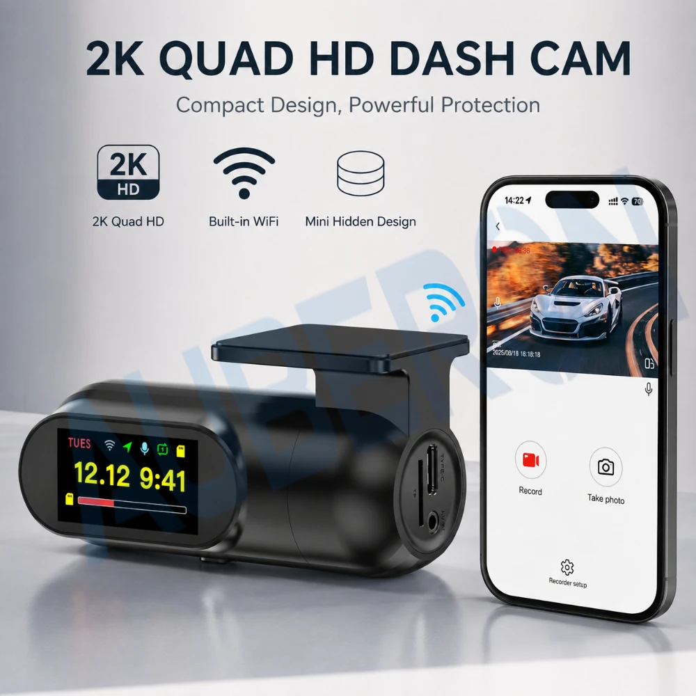 2K Dash Cam WiFi Car Camera Recorder 170° Wide Angle APP Control Driving Video Recorder G-Sensor Night Vision Loop Recording