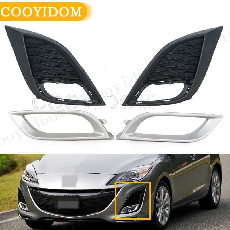 Car Front Bumper Fog Light Grill For MAZDA 3 BL 2008-2012 Fog lampTrim Cover Racing Grills Car Accessories BBN250C21C BBN250C11C