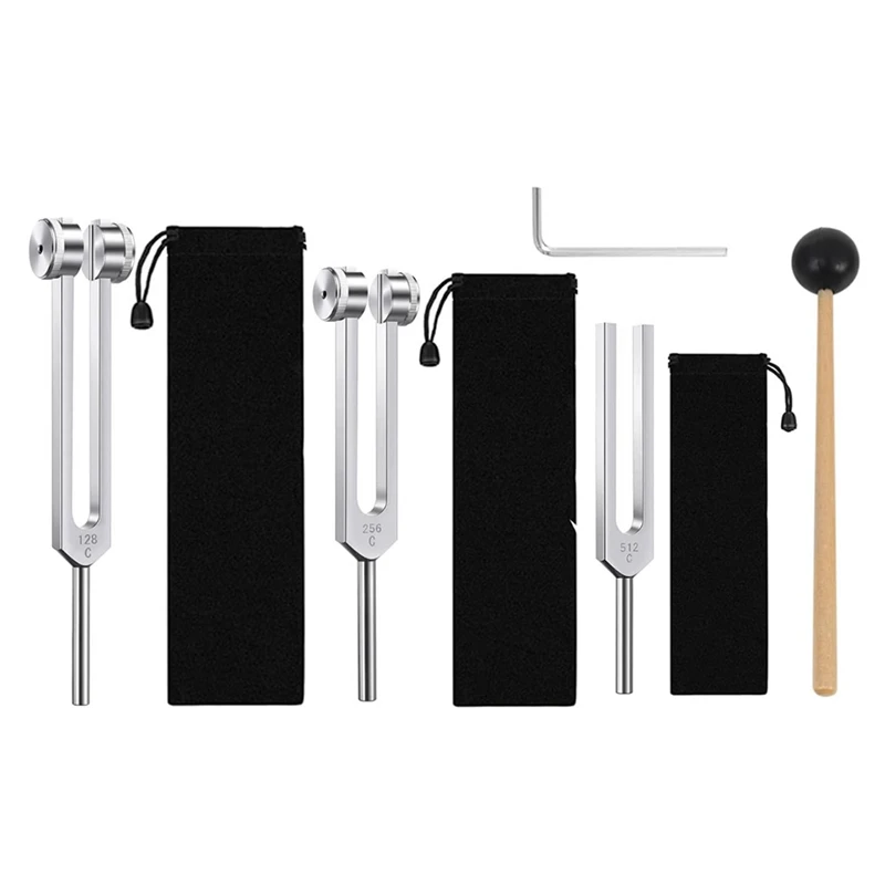 Tuning Fork Set (128Hz, 256Hz, 512Hz), Tuning Forks For Chakra/ Healing/ Sound Therapy Instruments