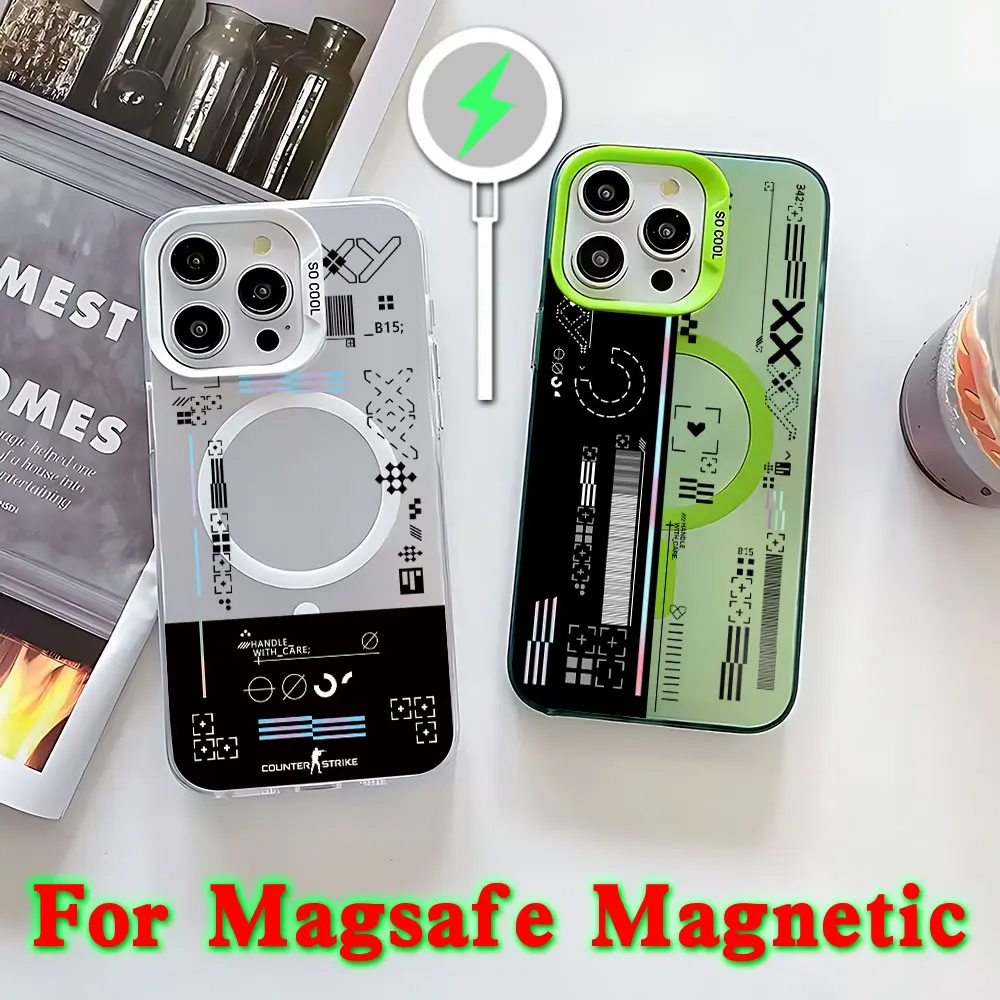 حافظة مغناطيسية كلاسيكية من لعبة CS Clear GO Magsafe لهاتف سامسونج S25 S24 S23 S22 S21 S20 FE Plus Ultra 5G غطاء مطلي ناعم