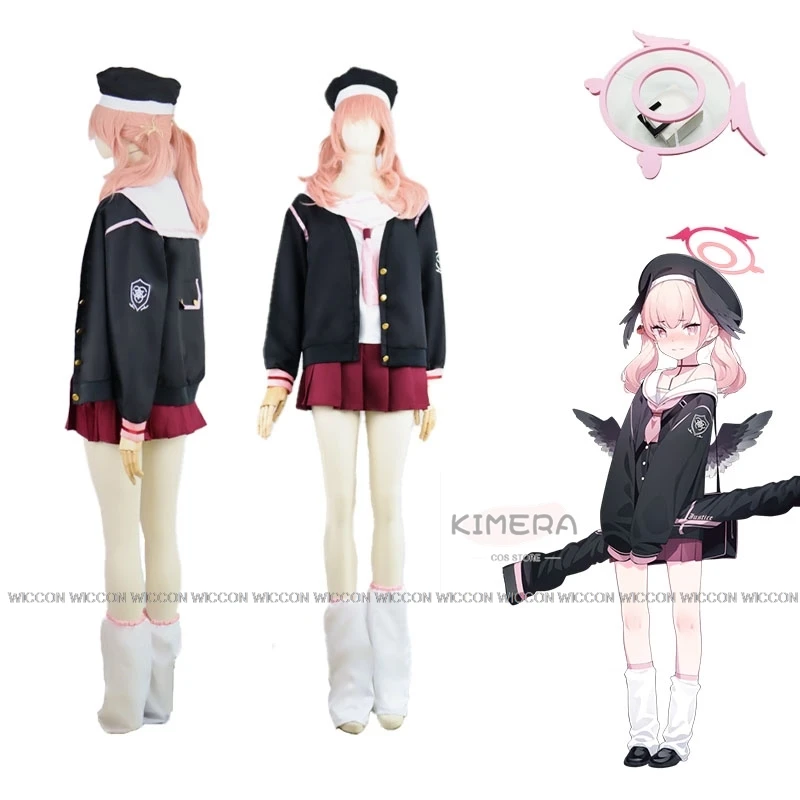 Game Shimoe Koharu Blue Archive Project MX Cosplay Costume Wig Anime Trinity General School Loli Sailor Uniform Halloween Halo