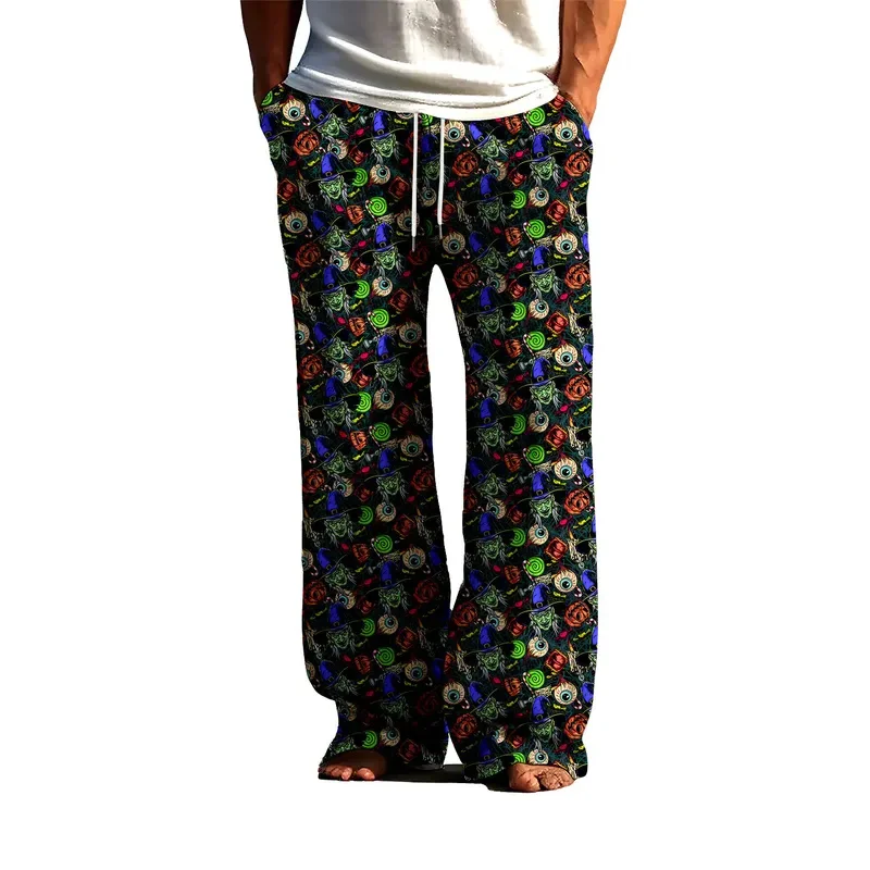 

2026 Spring and Autumn Fashion Trend Casual Halloween Men's Wide Leg Pants Loose Casual Sports Trousers Sweatshirts Pajama Pants