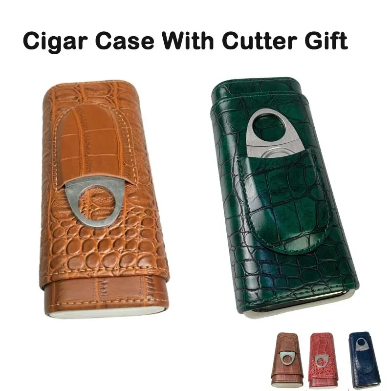 Metal Head Cigar Case Travel W/Cigar Cutters Gift Portable Humidor Packs, Cedar Wood Cigar Tube Holder,CigarZigarren Accessories