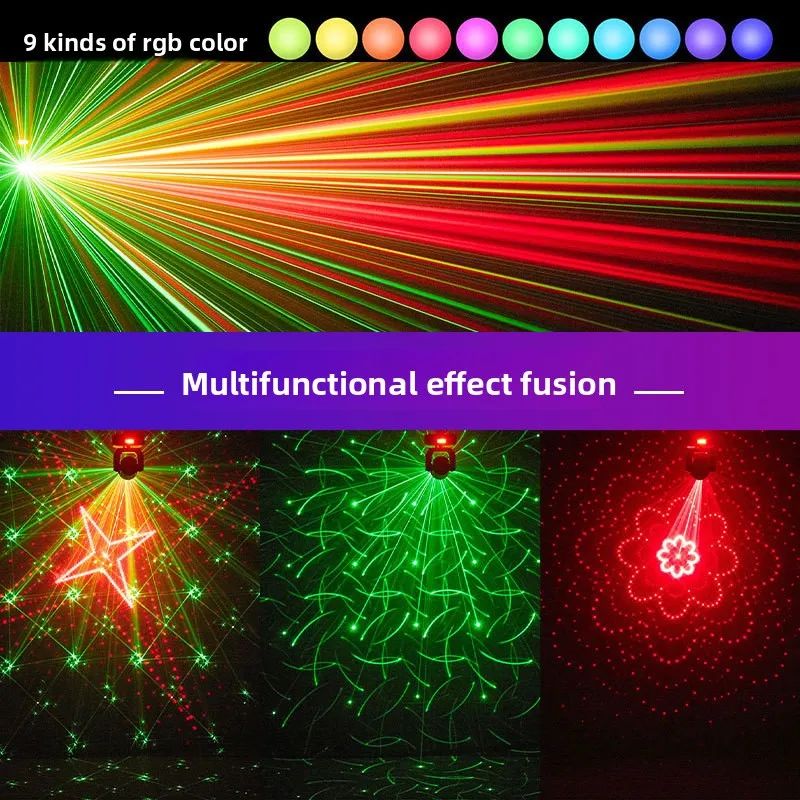 Mini LED Laser Moving Head Light with Remote, RGB Rotating Stage Lamp for Bar KTV Club Party